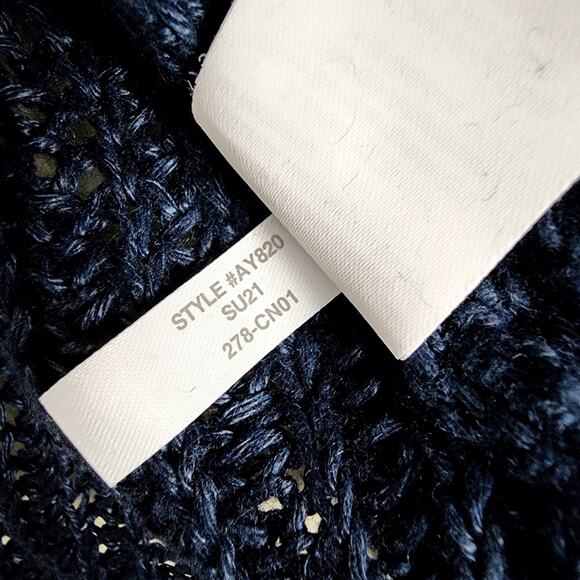 J. Crew Navy 100% Linen Open Knit Relaxed Fit Beach Sweater Cover Up - Picture 7 of 8